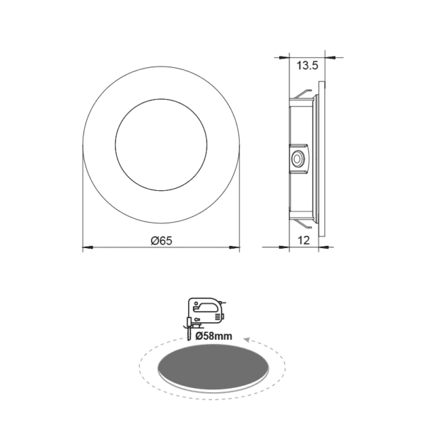 RECESSED NICKEL MATT ROUND LED SPOT 2W 6000K 170Lm 230V AC 100° Ra80 - Image 2