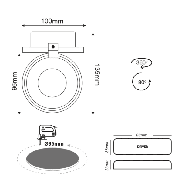 # ΣΠΟΤ ΧΩΝ. ΛΕΥΚΟΜΑΤ 10W COBEPISTARLED 6.400K 800LM 0-359 0- - Image 3
