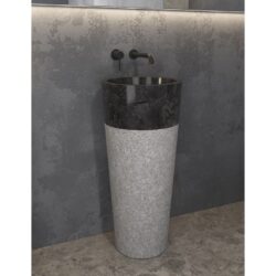 Νιπτήρας επιδαπέδιος πέτρινος BORA Nero KARAG Ø40x90cm