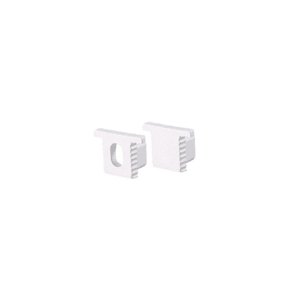 SET OF WHITE PLASTIC END CAPS FOR P189 1PC WITH HOLE & 1PC WITHOUT HOLE