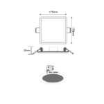 FLEXIBLE W SQUARE LED SLIM PANEL 15W 3000K 1300Lm 230V Φ50-150 120° Ra80 - Image 3