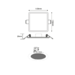 FLEXIBLE W SQUARE LED SLIM PANEL 9W 6000K 720Lm 230V Φ50-100 120° Ra80 - Image 3