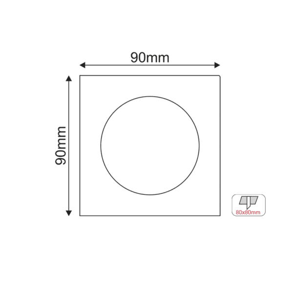 ^  ΣΠΟΤ TRIMLESS ΚΙΝΗΤΟ ΜΑΥΡΟ ΤΕΤΡΑΓΩΝΟ 90x90 - Image 2