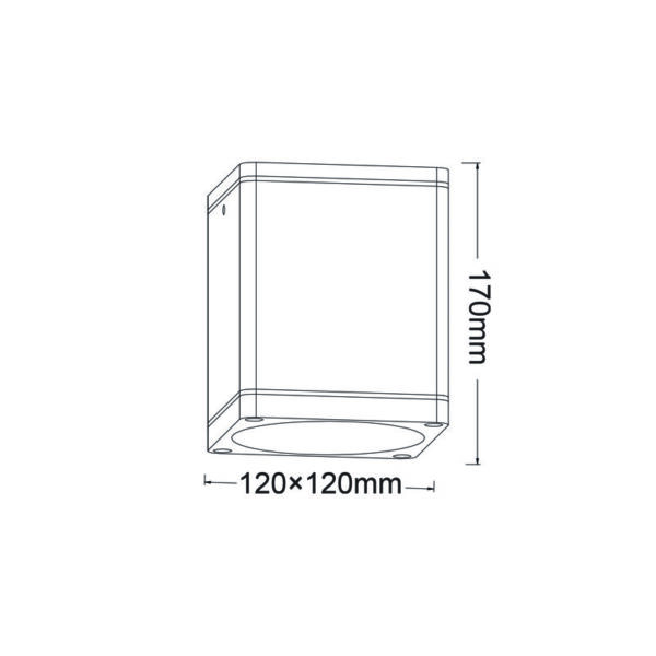 ^E27 PAR30 SQUARE  CEILING LUMINAIRE 230V AC MATT WHITE IP65 MAX.35W - Image 2