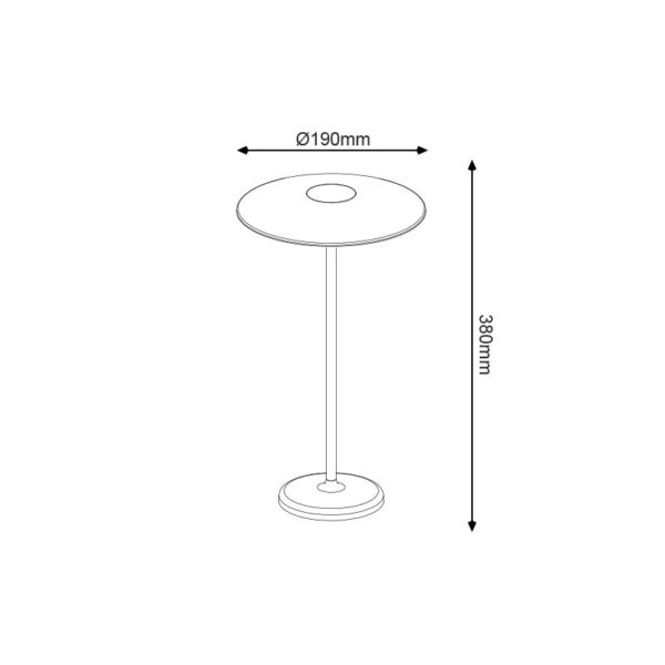 ^LED SMD TABLE BATTERY LUMINAIRE 2W 260LM 83° 3.000K WHITE CRI80 IP54 - Image 2