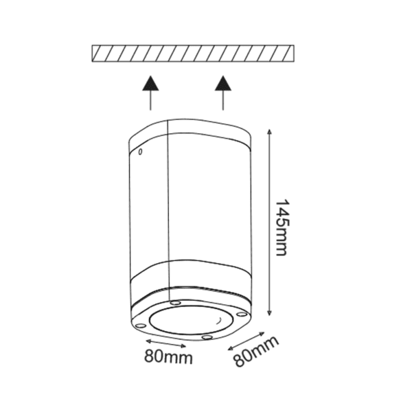 ^GU10 CEILING LUMINAIRE 230V AC DARK GREY IP54 MAX.35W - Image 2