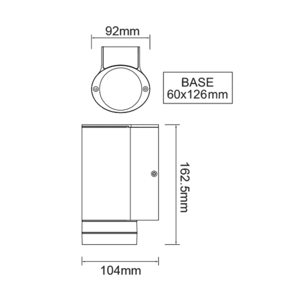 ^GU10 WALL LUMINAIRE 230V AC DARK GREY IP54 MAX.35W - Image 2