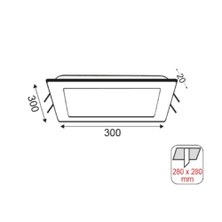 NETTO SQUARE NM REC.LED SLIMPANEL 26W3000K 1830Lm230V 300X300 Ra80