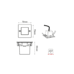 LED STEP LUMINAIRE 70X70 R 2W 6000K 100Lm 230V IP54 RA80 - Image 2
