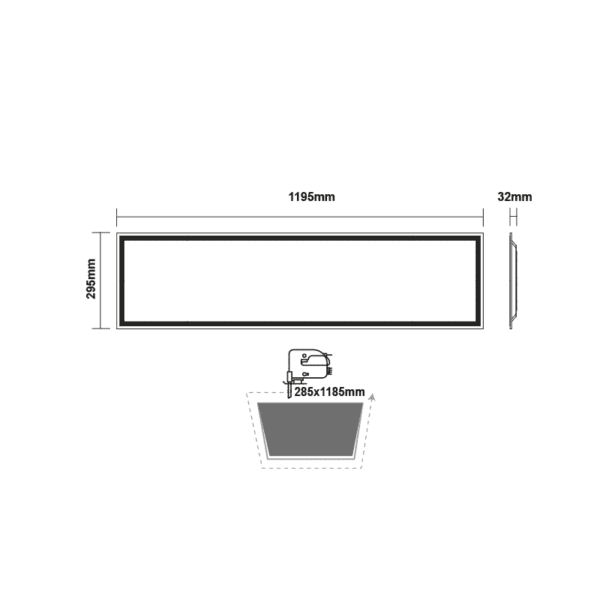 LED PANEL 40W 295X1195X32mm 3000K 4400Lm 230V AC Ra80 50.000Hrs - Image 2