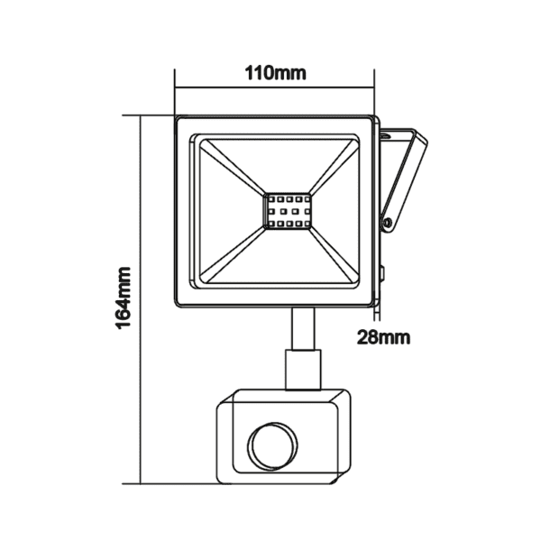 WHITE SENSOR LED SMD FLOOD LUMINAIRE IP66 20W 3000K 1600Lm 230V RA80 - Image 2