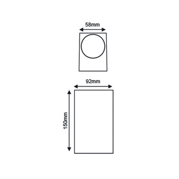GU10 WALL LUMINAIRE PLASTIC 230V AC DARK GREY IP65 MAX.2X3W LED - Image 4