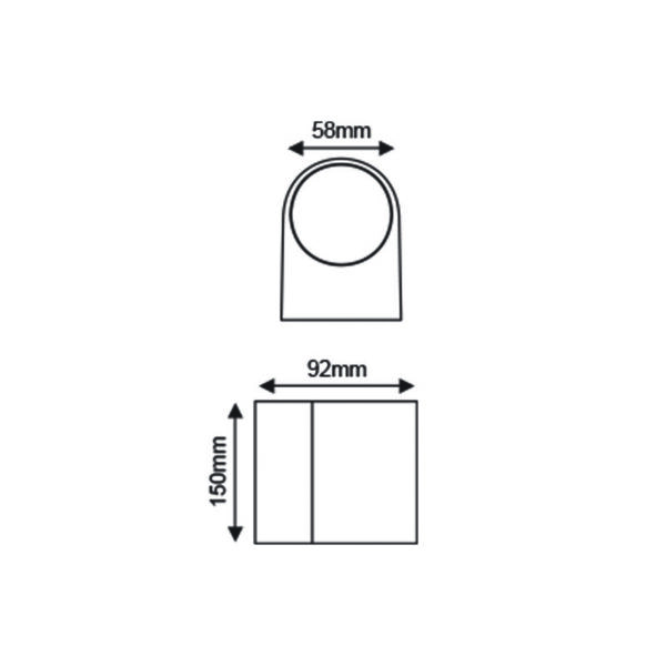 GU10 WALL LUMINAIRE PLASTIC 230V AC DARK GREY IP65 MAX.2X3W LED - Image 2