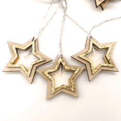 ^ "WOODEN GOLD GLITTER STARS"