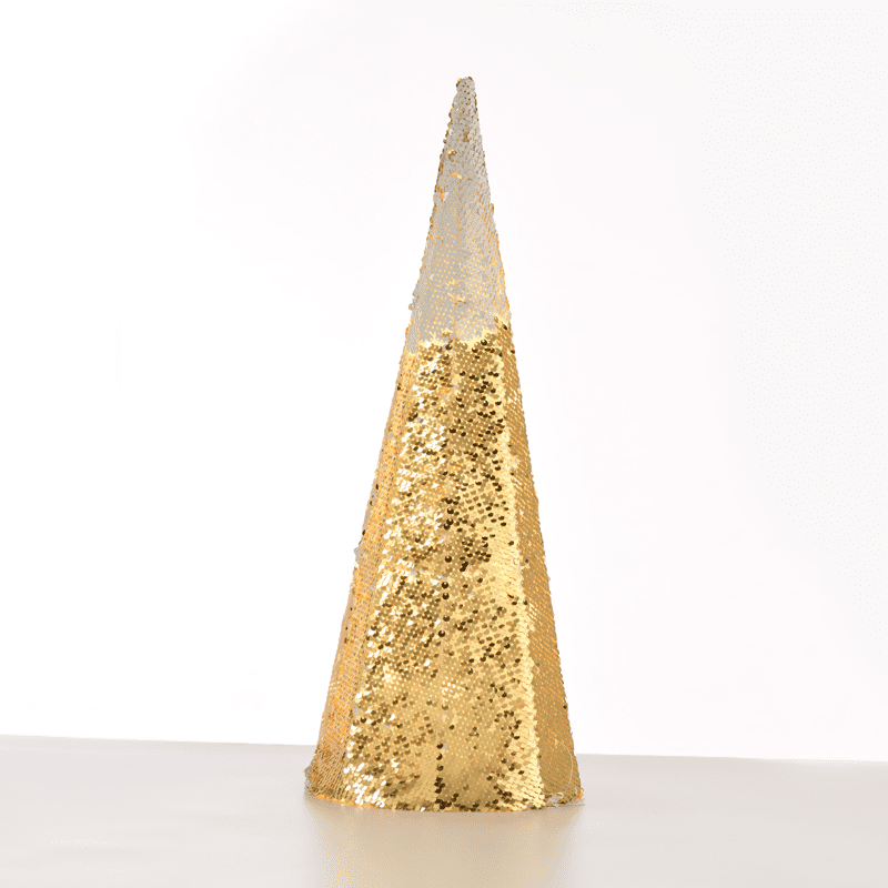 ^ "CHAMPAGNE GOLD & WHITE SEQUIN CONE TREE" 20 WW LED ΛΑΜΠ. ΜΠΑΤ. 3ΧΑΑ