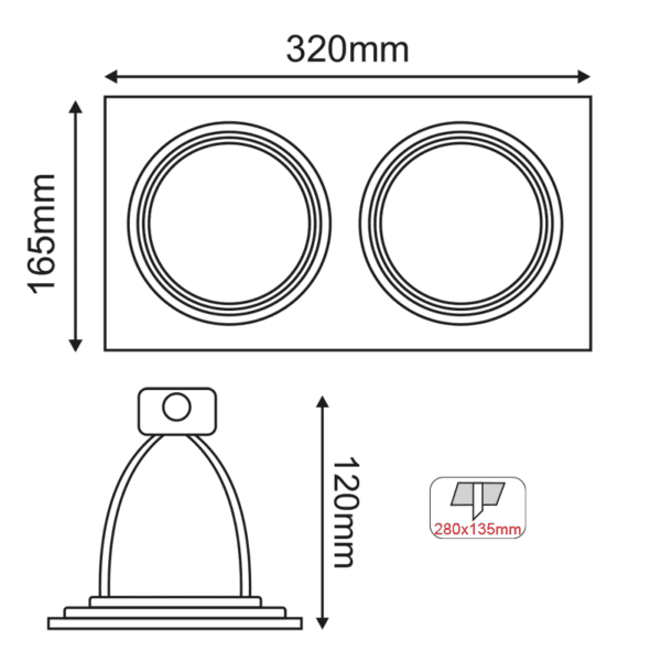 ^  ΣΠΟΤ AR111 XMS ΔΙΠΛΟ ΜΑΥΡΟ ΤΕΤΡΑΓΩΝΟ 320x165 - Image 2