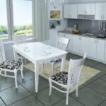 Τραπεζαρία επεκτεινόμενη Honey White με 4 καρέκλες, 120+30/75/80 εκ. Genomax