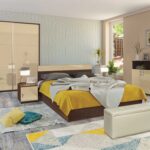 Σετ Κρεβατοκάμαρας 3 τεμαχίων Jenny, Βέγγε με κρεμ γυαλιστερό για στρώμα 160/200 εκ., 204/90/164 εκ., Genomax