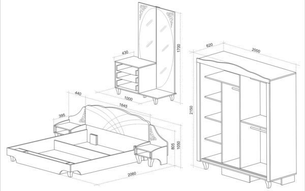 Σετ Κρεβατοκάμαρας Belissima, 200x62x215 εκ., Genomax - Image 6