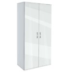 Ντουλάπα Δίφυλλη  AVA 2 Λευκό/Λευκό γυαλιστερό, 78x185x50εκ. Genomax