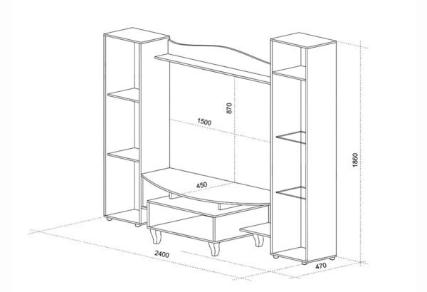 Σύνθετο Σαλονιού Lux-Smart Home, 240x47x186, Genomax - Image 3