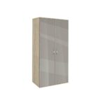 Ντουλάπα Δίφυλλη  AVA 2 Σόνομα/Γκρι γυαλιστερό, 78x185x50εκ. Genomax