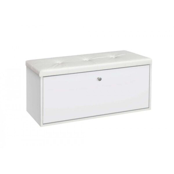 Παπουτσοθήκη-Σκαμπό Rakla 100 Λευκή, 97x31.5x48, Genomax - Image 1