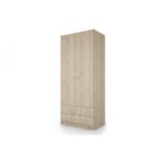 Ντουλάπα Δίφυλλη με 2 Εξωτερικά Συρτάρια, Σόνομα, 1211008 , 52x191x80, Genomax