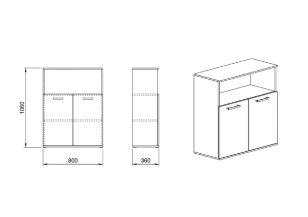 Βιβλιοθήκη  80x36x106, Modul 61, Genomax - Image 2