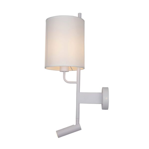 InLight Επιτοίχιο φωτιστικό LED 3W 3000K και 1ΧΕ27 σε λευκή απόχρωση με υφασμάτινο καπέλο (43028-WH) - Image 1
