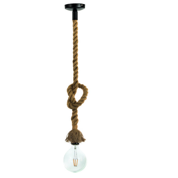 InLight Κρεμαστό φωτιστικό από καφέ σχοινί 1XE27 D:130cm (4381-1-BL) - Image 1