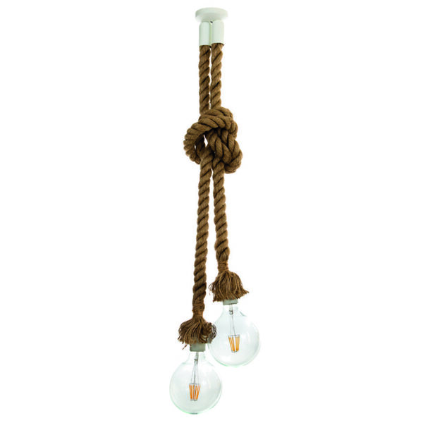 InLight Κρεμαστό φωτιστικό από καφέ σχοινί 2XE27 D:160cm (4381-2-WH) - Image 1