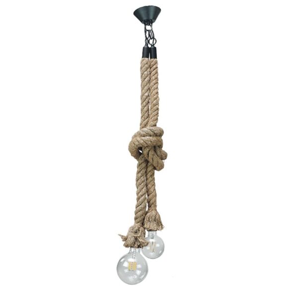 InLight Κρεμαστό φωτιστικό από καφέ σχοινί 2XE27 D:160cm (4381-2-BL) - Image 1