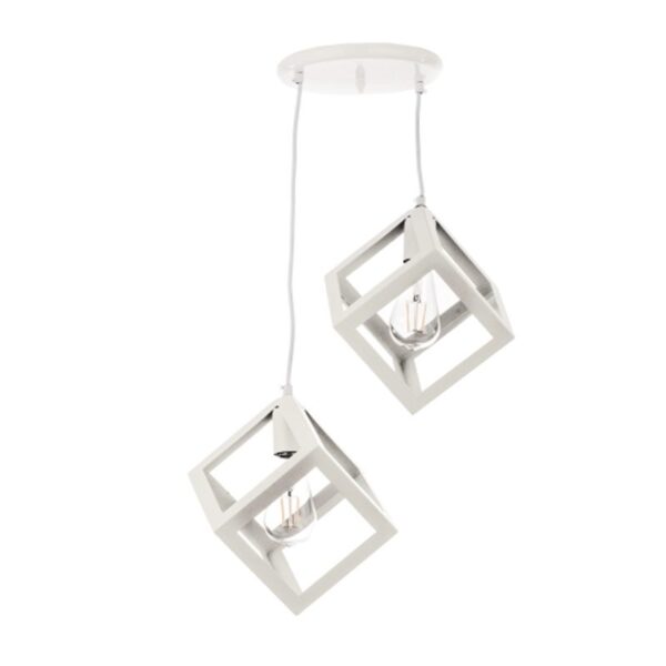 InLight Κρεμαστό φωτιστικό από λευκό μέταλλο 2XE27 D:20cm (4400-2-WH-ΡΟΖΕΤΑ) - Image 1