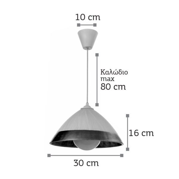 InLight Κρεμαστό φωτιστικό από ασημί γυαλί 1XE27 D:30cm (4409-Β-Ασημί) - Image 2