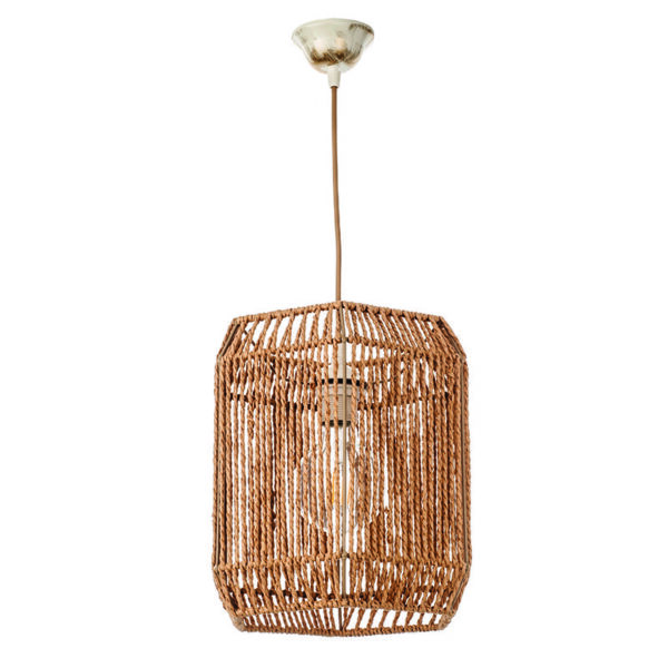 InLight Κρεμαστό φωτιστικό καφέ από σχοινί 1XE27 D:24cm (4504) - Image 1
