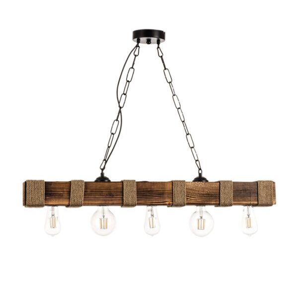 InLight Κρεμαστό φωτιστικό από ξύλο και σχοινί 5XE27 D:90cm (5318-5) - Image 1