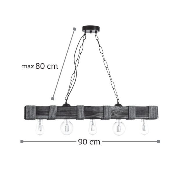 InLight Κρεμαστό φωτιστικό από ξύλο και σχοινί 5XE27 D:90cm (5318-5) - Image 2