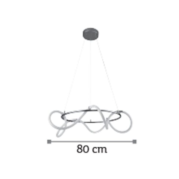 InLight Κρεμαστό φωτιστικό LED 80W 3000K από χρώμιο μέταλλο και σωλήνα σιλικόνης D:80cm (6017-A-CH) - Image 3