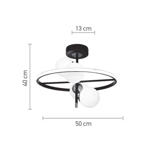 InLight Κρεμαστό φωτιστικό LED 20W 3000K και 4XG9 σε μαύρο και χρυσαφί χρώμα D:50cm (6063) - Image 3