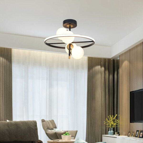 InLight Κρεμαστό φωτιστικό LED 20W 3000K και 4XG9 σε μαύρο και χρυσαφί χρώμα D:50cm (6063) - Image 2