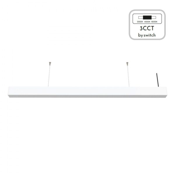 InLight Κρεμαστό φωτιστικό LED 60W 3CCT (By Switch) από αλουμίνιο σε λευκή απόχρωση D:180cm (6072-180-WH) - Image 1
