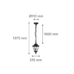 it-Lighting Redfish 1xE27 Outdoor Pendant Light Black D:137cmx21.5cm (80300114) - Image 3