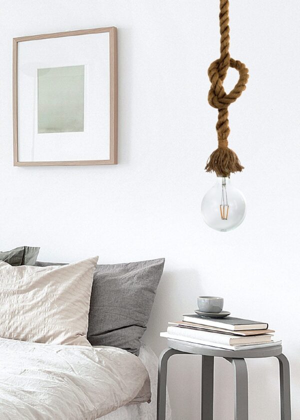 InLight Κρεμαστό φωτιστικό από καφέ σχοινί 1XE27 D:130cm (4381-1-BL) - Image 3