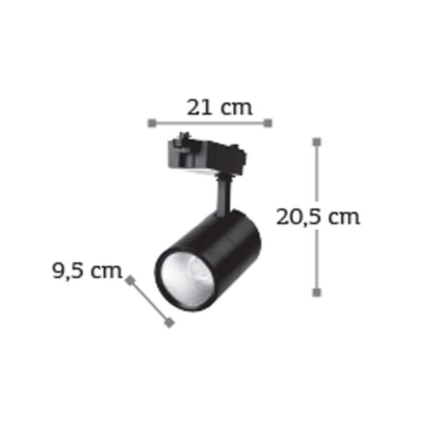 InLight Σποτ Ράγας Μαύρο LED 30W 3000K D:9,5cmX20,5cm (T00201-BL) - Image 3