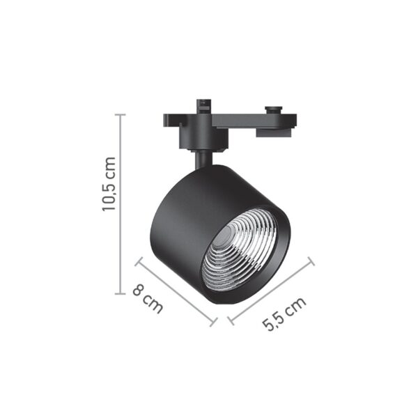 InLight Σποτ Ράγας Μαύρο LED 10W 4000K D:5,5cmX10,5cm (T00502-BL) - Image 2
