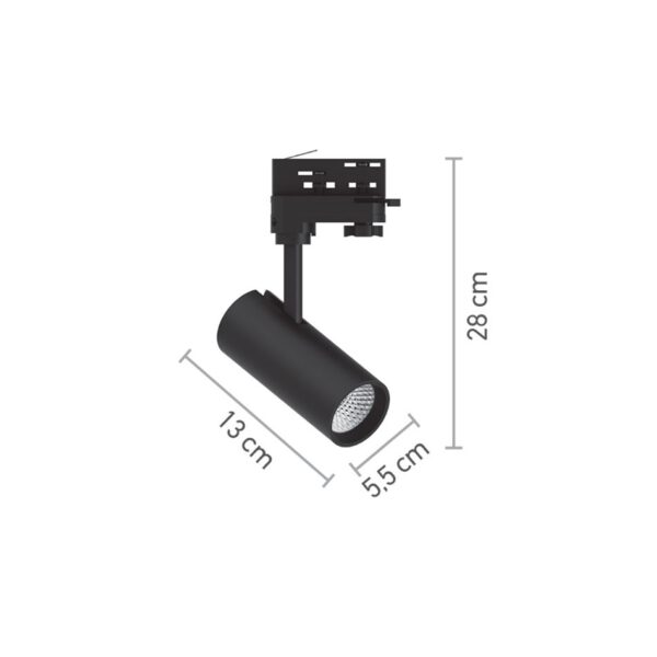 InLight Σποτ τριφασικής ράγας LED 10W 4000K σε μαύρη απόχρωση D:10cmX15,5cm (T01002-BL) - Image 2