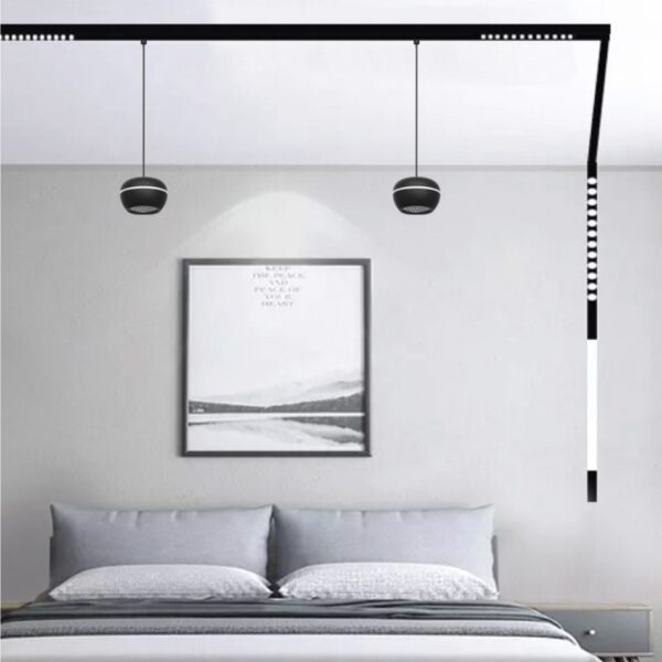 InLight Κρεμαστό φωτιστικό LED 6W 3000K για μαγνητική ράγα σε μαύρη απόχρωση D:10cmX6,5cm (T02501-BL) - Image 2