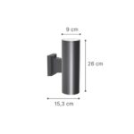 it-Lighting Winnipeg 2xΕ27 Outdoor Up-Down Wall Lamp Anthracite D:15.3cmx26cm (80203444) - Image 2