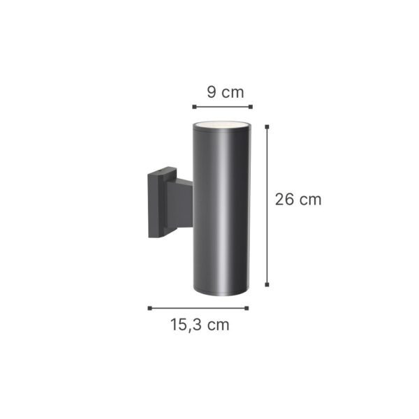 it-Lighting Winnipeg 2xΕ27 Outdoor Up-Down Wall Lamp Anthracite D:15.3cmx26cm (80203444) - Image 2
